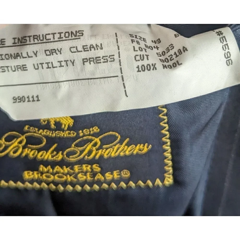 VTG Brooks Brothers Brooksease Sports Coat Blazer Men's 43 Blue Wool USA Made